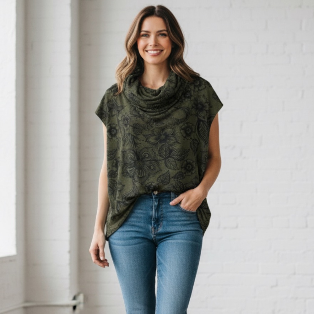 Bryn Walker Botanical Print Poncho‎ size medium